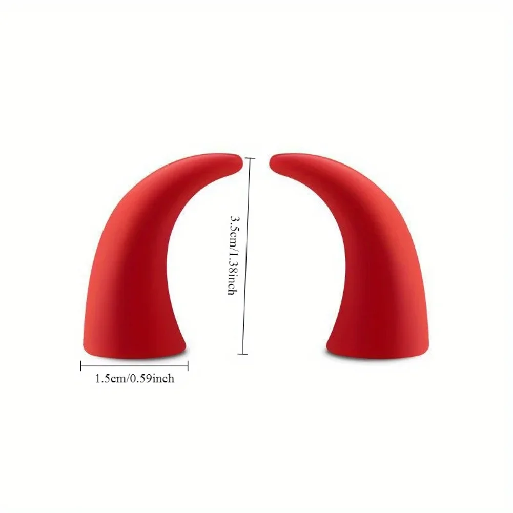 2pcs Cute 3D Devil Horn Car Stickers - Trendy Interior Accessories for Steering Wheel & Dashboard