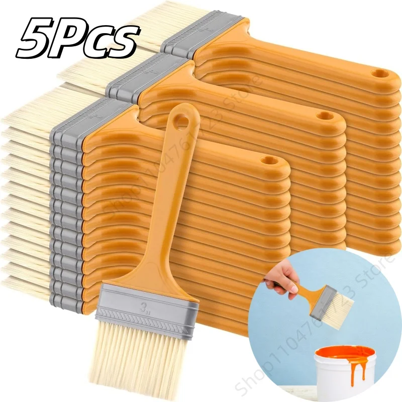 5 Pcs Plastic Handle Home Improvement Wall Paint Brush Soft Bristle Durable Cleaning Brush Furniture Paint Tool Set BBQ Brush
