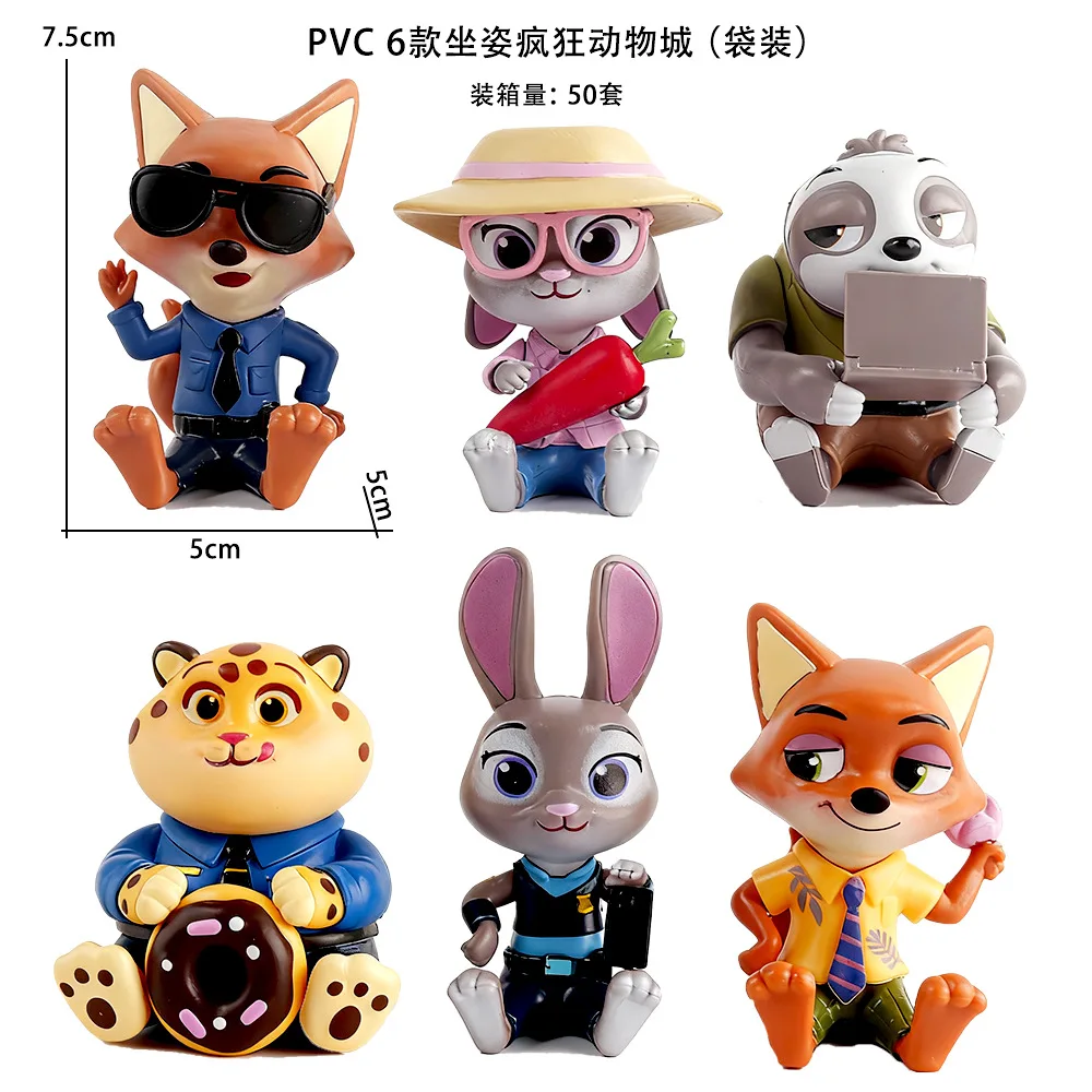 مجموعة تمثال المشهد المكونة من 6 قطع من Zootopia: مقتنيات صندوق أعمى لضابط جودي وثعلب نيك، تماثيل عرض أنيقة وزخرفة السيارة