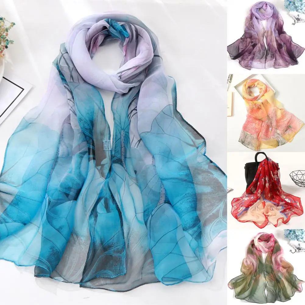 Lady Scarf Floral Breathable Lady Neck Wraps Printing Sunscreen All Match Women Shawls For Daily Use Женский Шарф