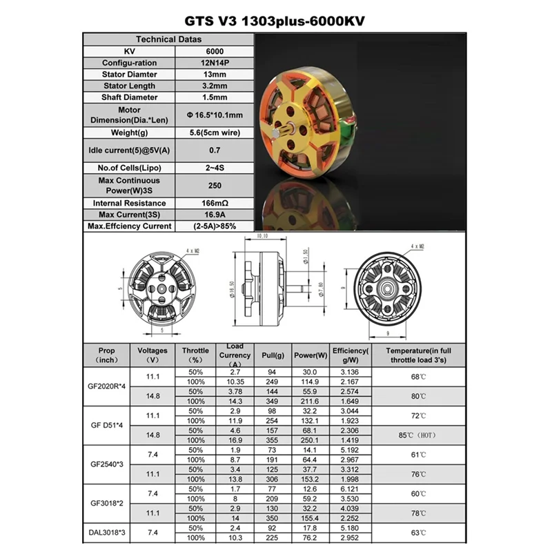 B68A V3 1303 Plus Brushless Motor 8000KV UAV Motor For 2 Inch FPV Racing Drone Cinewhoop view 5