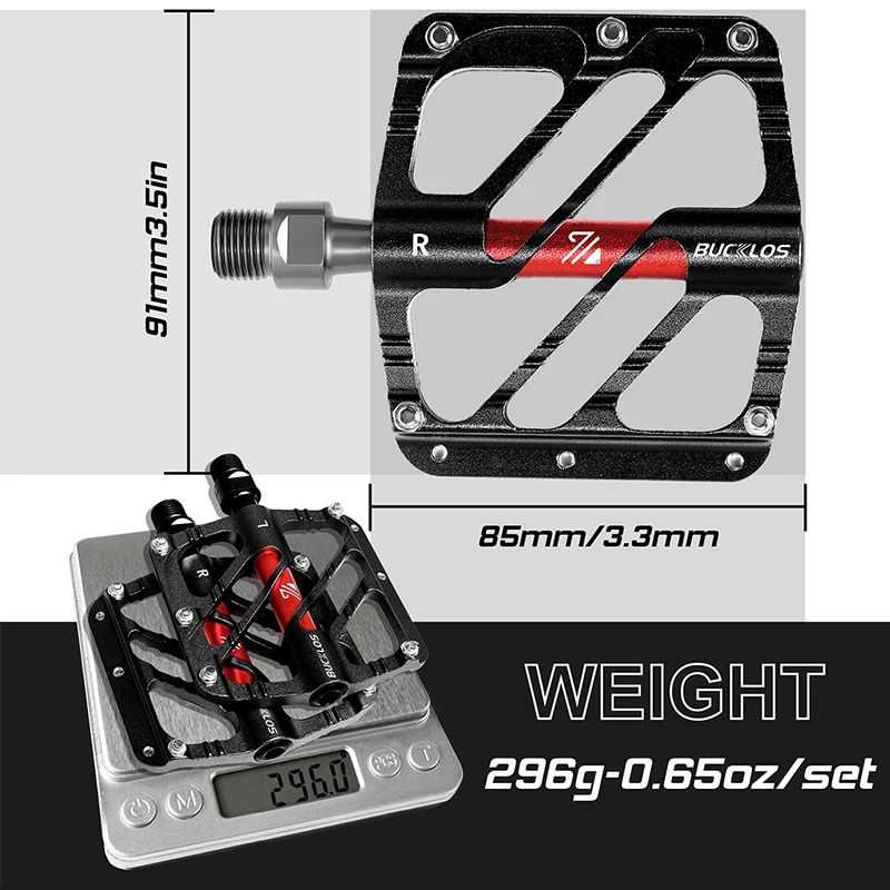 BUCKLOS Professional Grade Bicycle Pedals 3 Perrin Flat Road Bike Pedal Lightweight CNC Aluminum Molybdenum Steel Bearing Widen