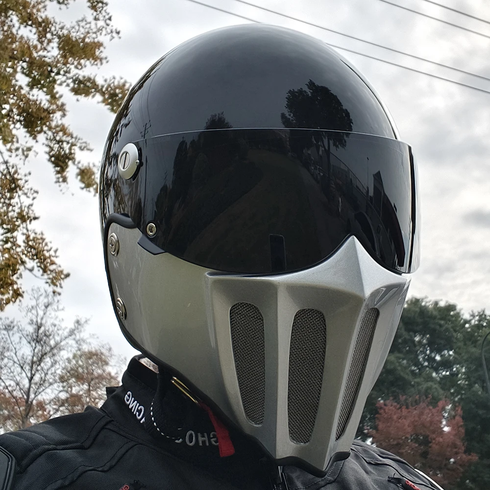 خوذة كاملة الوجه من الألياف الزجاجية عالية القوة على شكل جمجمة شبح، لدراجات نارية هارلي وخوذات واقية للدراجات النارية كروز القديمة. #5