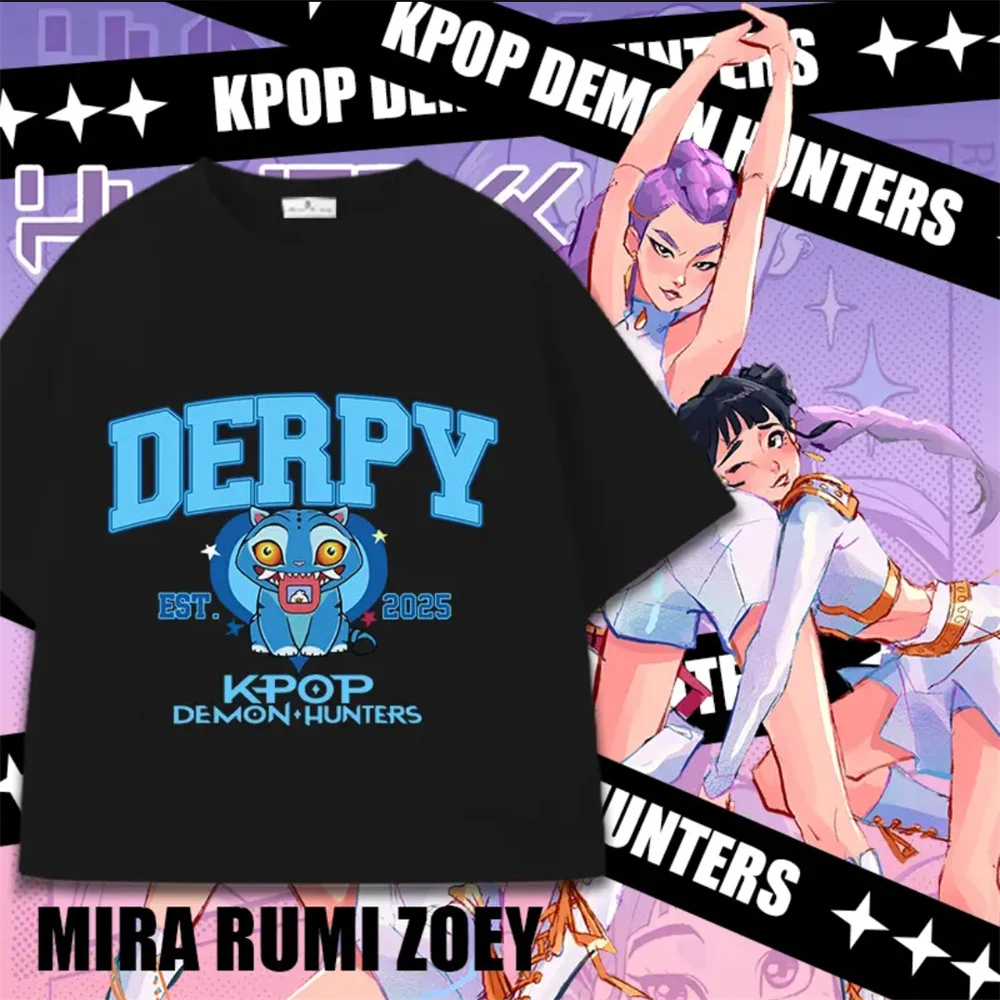

Movie KPop Demon Hunters T-shirts Saja Boys Tshirt Derpy Tiger T-shirt Rumi Mira Zoey T Shirts Men Women Casual Tee Shirt