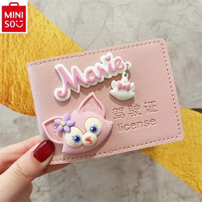 MINISO Disney-oso de dibujos animados Duffy, oso de fresa, bolsa de almacenamiento de licencia de conducir personalizada creativa, bricolaje