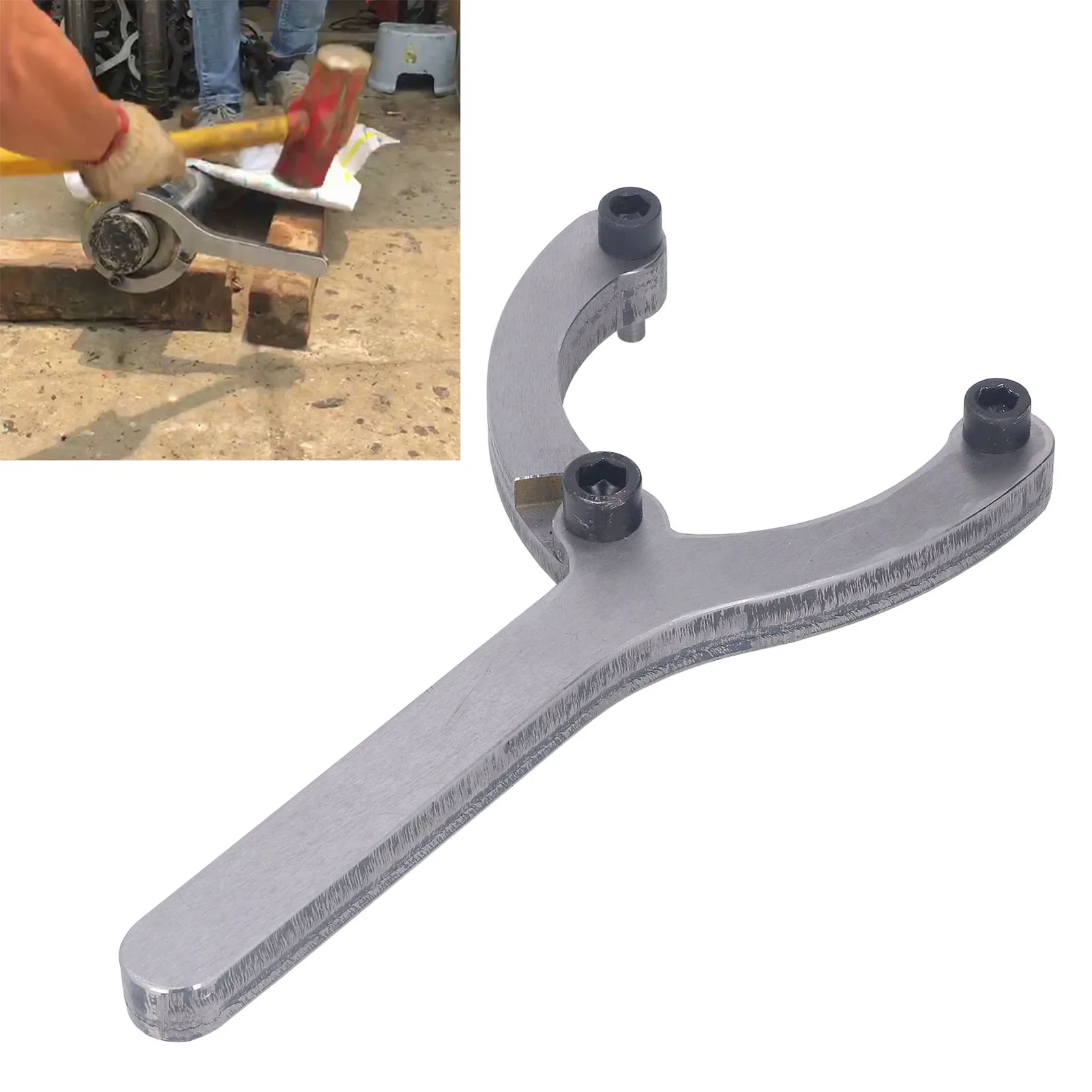 

Hydraulic Cylinder Spanner Gland Nut Wrench Sturdy Fine Workmanship Alloy Steel Easy Use with Pins for Compact Tractor Loaders