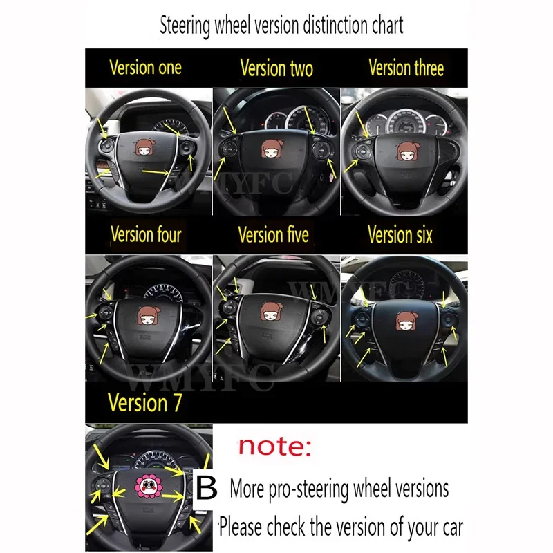 For Honda Accord 2013-2017 Ninth Generation Car Interior Accessories Carbon Fiber Steering Wheel Buttons Frame Cover Stickers