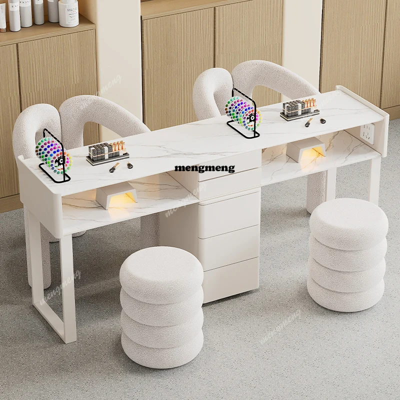 

Design Black Workstation Manicure Table Chair Set Professionals Aesthetic Designer Nail Table Light Luxury Nageltisch Furniture