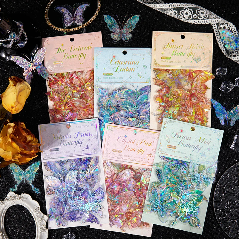 

Journamm 20pcs/pack Butterfly Sticker Gold Foil DIY Scrapbooking Collage Junk Journal Planner Decorative Stationery PET Stickers