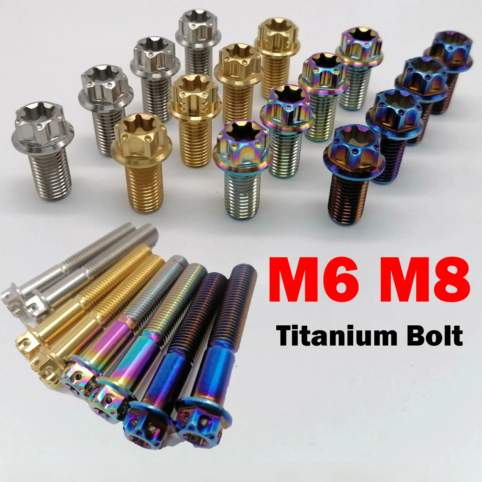 Titanium Bolt M6 M8x10 15 20 25 30 35 40 45 50 55mm Torx Flange Head for Motorcycle Modification Decoration GR5 Renovation Rep