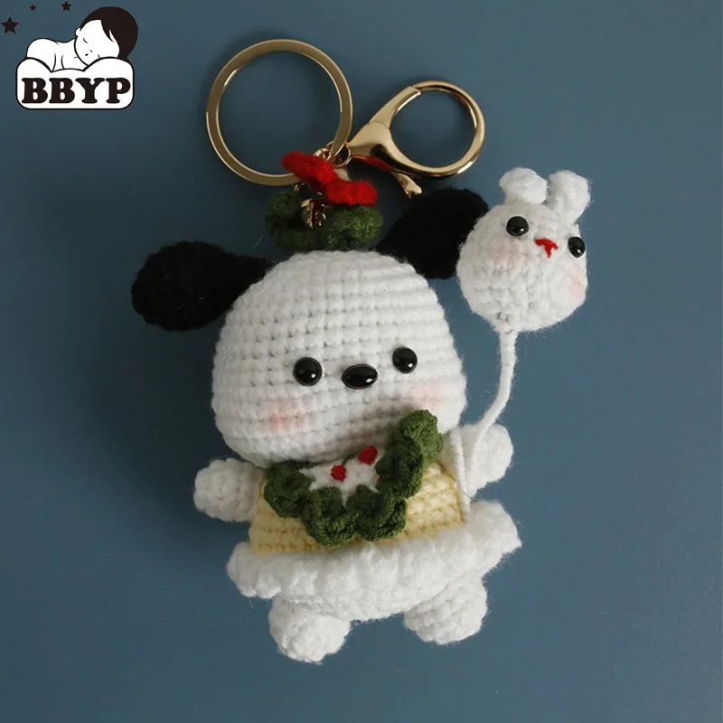 

Cute Balloon dog doll Charm Keychains Cartoon Mini Hand Knitted Car Keyring Lovely Backpack Handbag Pendant Couple Keyholder