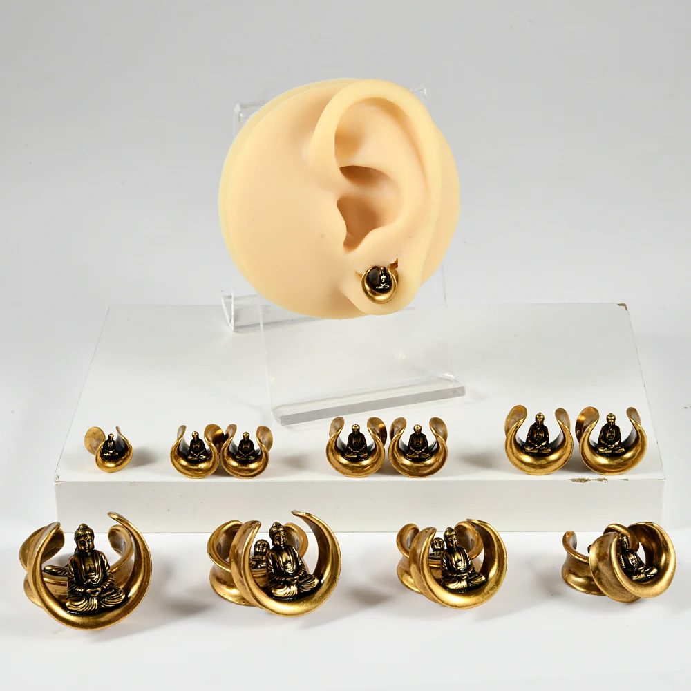 1PC Copper Classic Buddha Pattern Ear Stretchers Plugs Tunnels Piercing Gauges Expander Stretchers Body Piercing Jewelry 8-25mm