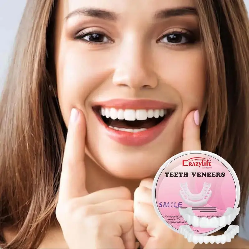 Reutilizável Snap On Teeth Whiten Cover, Anti-Moagem, Ajuste Perfeito, Silicone Sorriso Folheados, Cosméticos de Beleza Superior, 1 Set