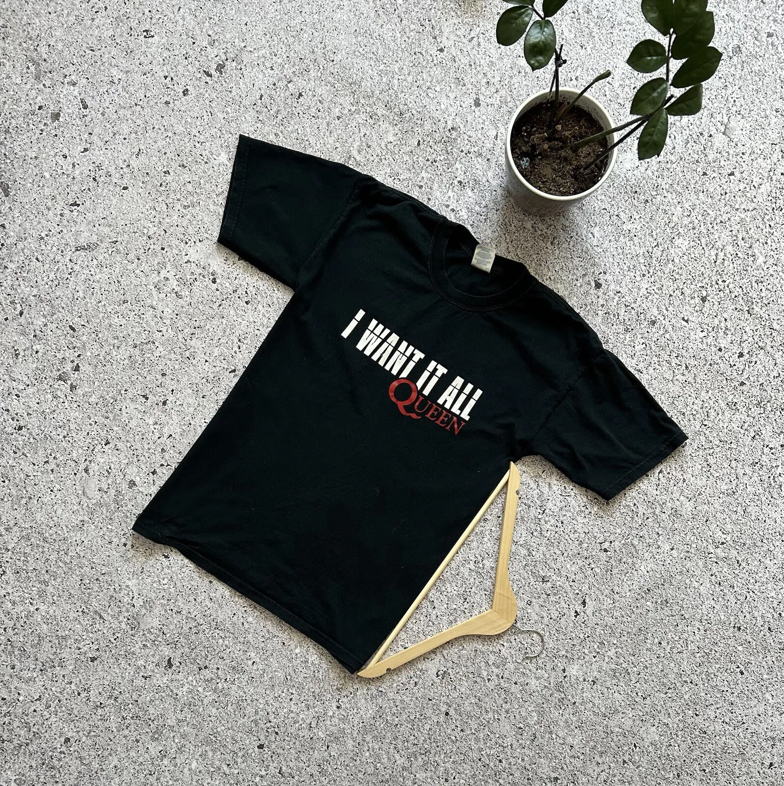 Rare Vintage 1990’s I Want It All Queen Retro Rock Dark Blue Men’s T-Shirt SZ L