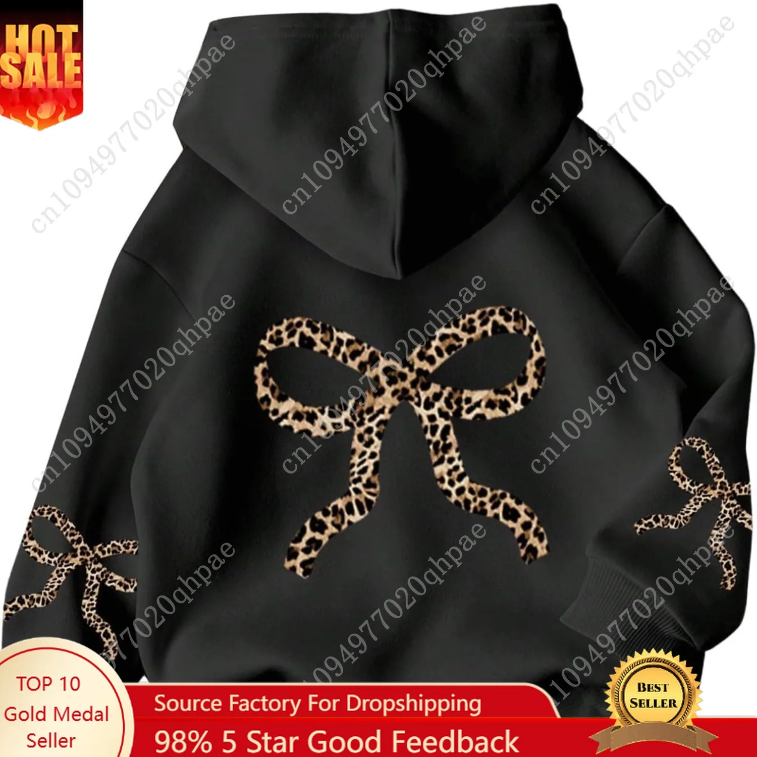 Толстовки с леопардовым принтом и бантом для девочек