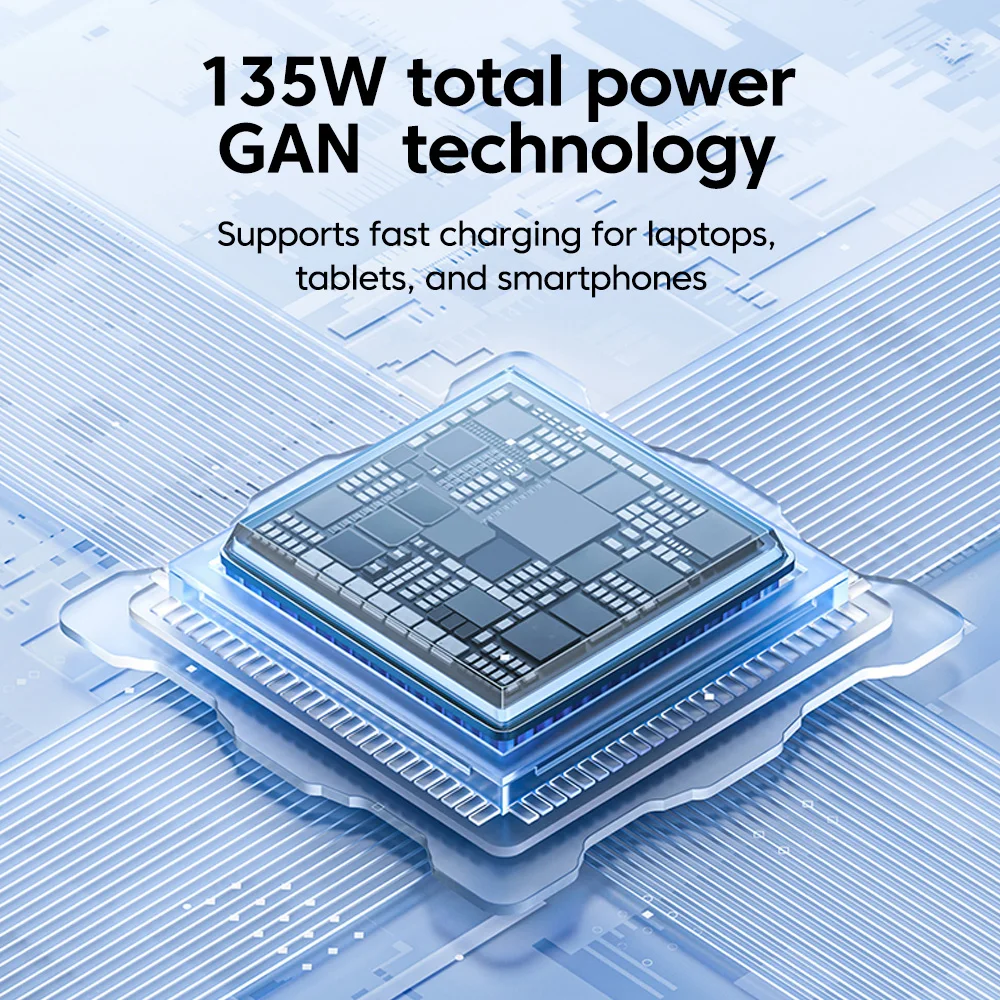 135W 6 Ports USB Charger Fast Charging PD Type C Charger Quick Charge QC3.0 For iPhone Samsung Huawei Xiaomi USB C Phone Charger