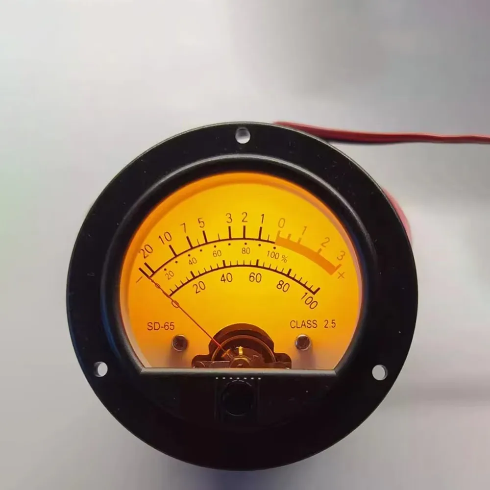 SD-65 circular black pointer meter head retro dial vu meter level voltage strap yellow backlight Customizable blue backlight