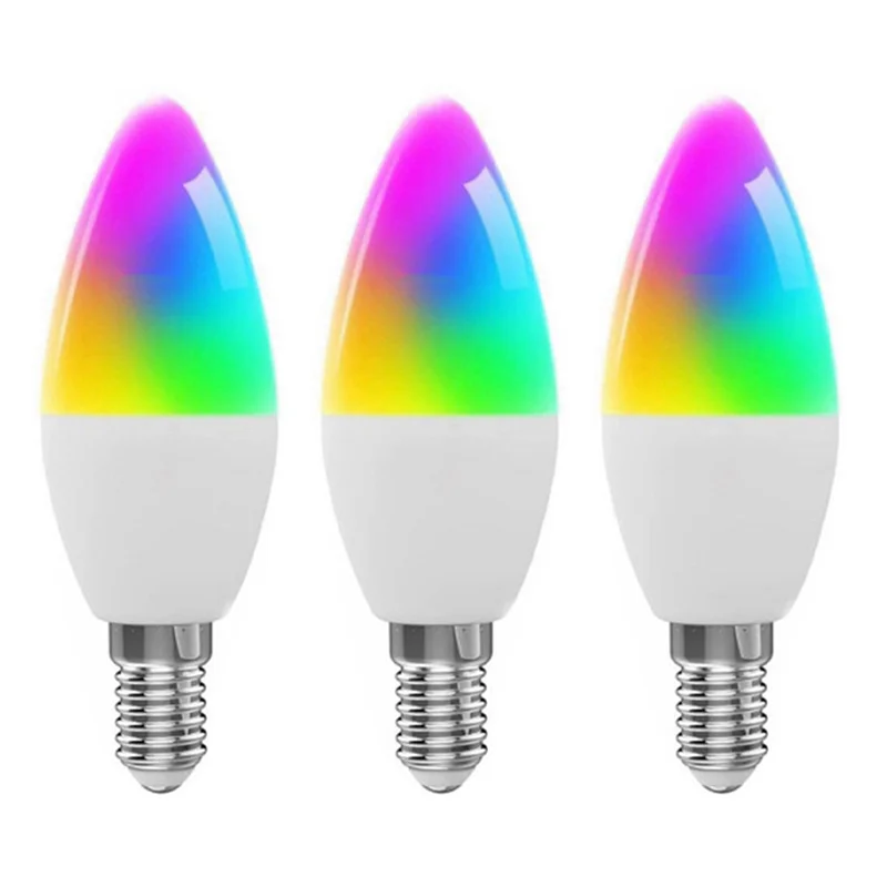 A37T-3X Tuya E14 Smart Bulb Dimmable Five-Way Spiral Candle Bulb Wifi RGB Bulb Remote Control And Voice Control 7W