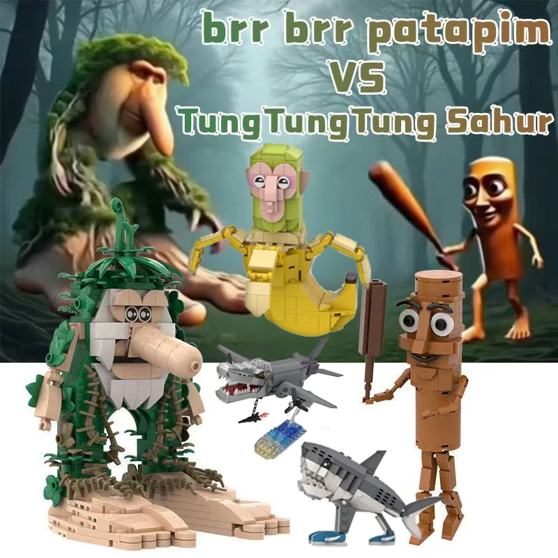 

Мультфильм Tung Tung Sahur Brainrot животные строительные блоки Tralalelo Tralala акула кирпичи игрушка в подарок для детей детские игрушки