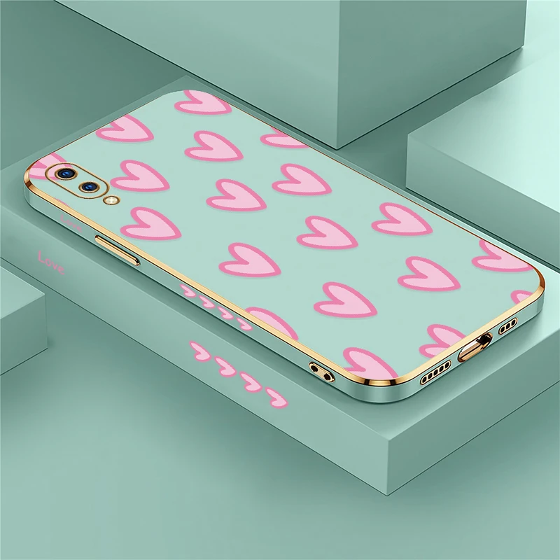 Case For Vivo Y53S Y55S Y55 Y66 Y67 Y30 Y30i Y30G Y31 Y50 Y51 Y70 2020 Y51A Y33 Y33S Y33T Y35 Y36 Silicon Love Heart Print Cover