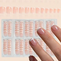 120 Uds. Uñas postizas brillantes simples francesas cuadradas cortas blancas uñas usables de moda adecuadas para el trabajo diario, el estudio y la fiesta