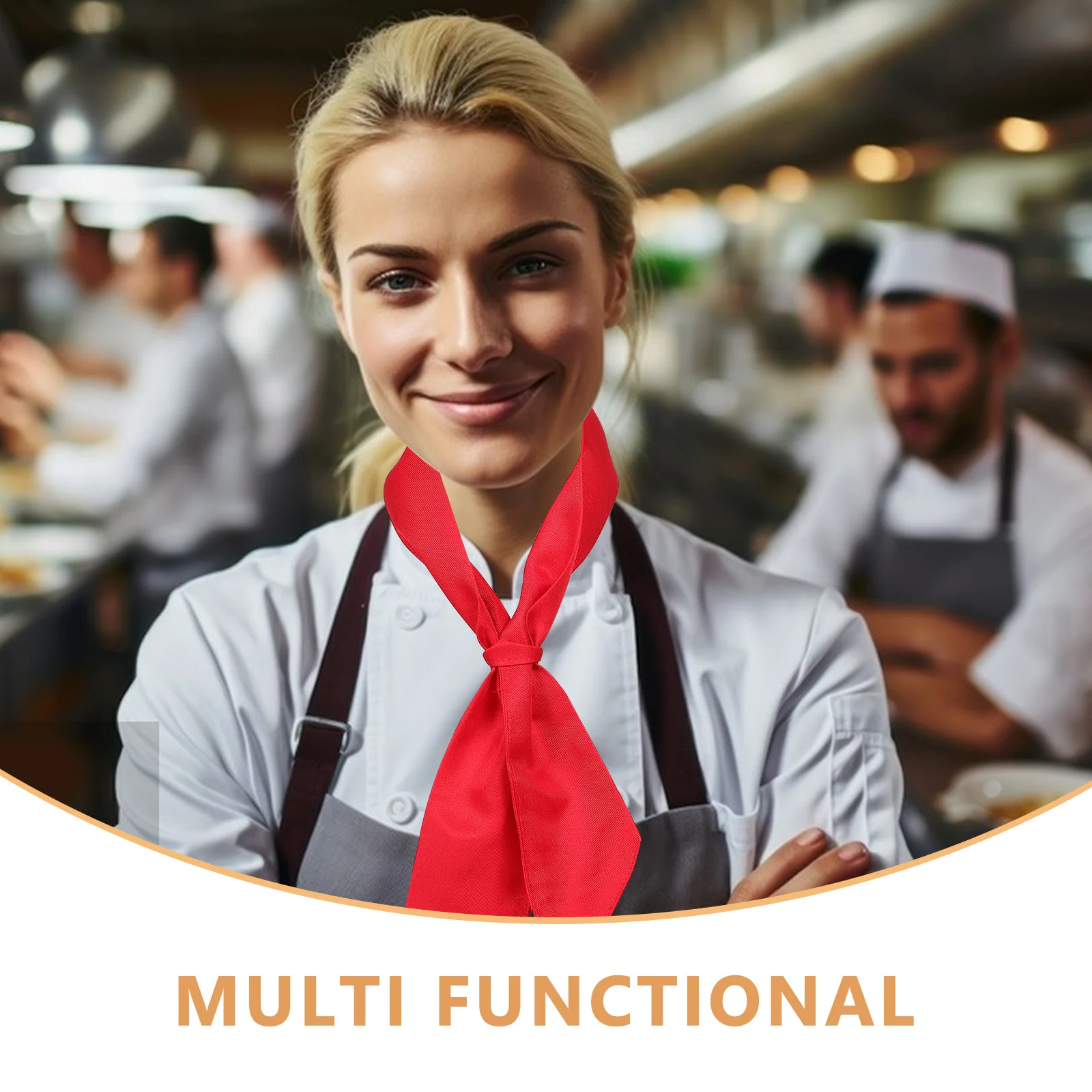 Red Chef Scarf Cotton Breathable Comfortable Chef Neckerchief Neck Tie for Kitchen Staff Restaurant Bbq Cooking Professional Use