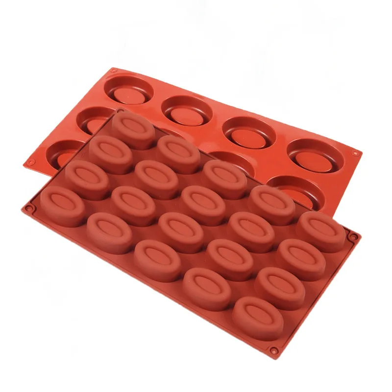 

New Arrival 20 Hole Elliptical Silicone Doughnuts Cake Mold DIY Chocolate Biscuit Mold Ice Cream Candy Jelly Pudding Baking Tool