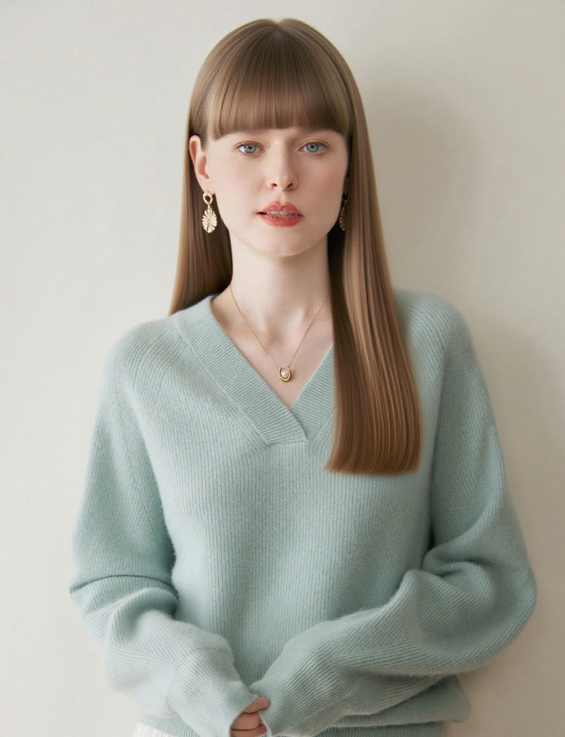 

High Quaity Chic Women's V-neck Pullover 100% Cashmere Sweater Knitwear Loose Grace Style for Autumn Winter Female Fashion Cloth