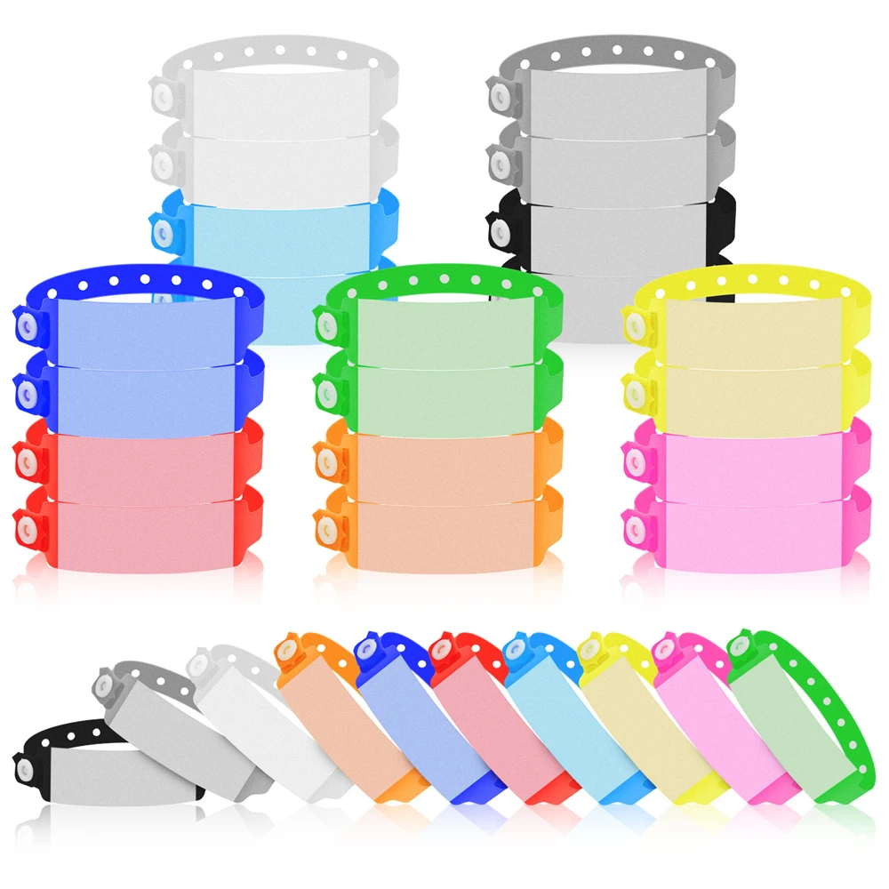 50/100pcs Disposable Waterproof PVC Festival Bracelets Color Soft Medical Bracelet Wrist Strap with Handwritten Information