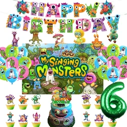 My Singing Monsters Birthday Party Decoration Latex Balloon Backdrop Banner Cake Topper Baby Shower