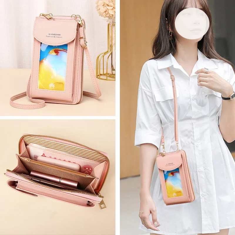 

Women Soft Leather Crossbody Bag Fashion Shoulder Handbag Touch Screen Compatible Cell Phone Purse Ideal For Daily Outings use