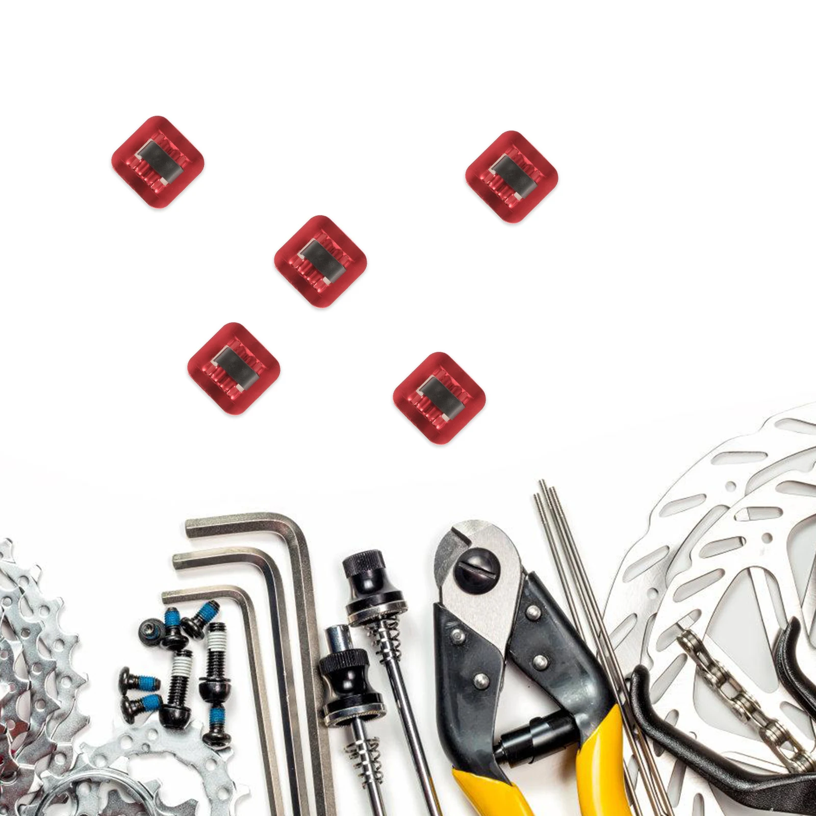 

5Sets Bike Cable Guide Red Adhesive Aluminum Alloy C Clips Bicycle Brake Derailleur Shifter Cable Organizer for Road