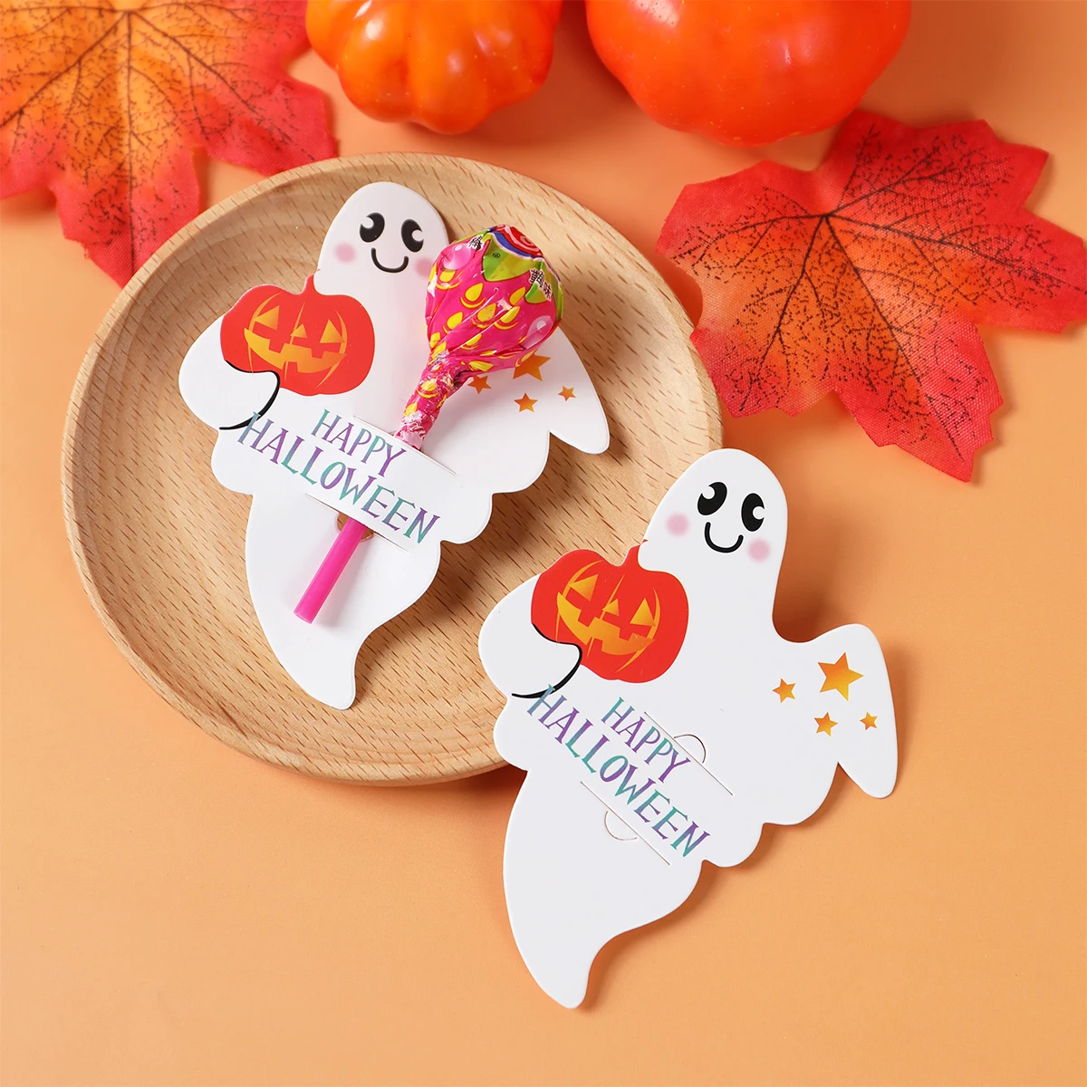 

Halloween Ghost Lollipop Decoration Happy Halloween Party Gift Decoration Halloween Pumpkin Lollipop Paper Cards