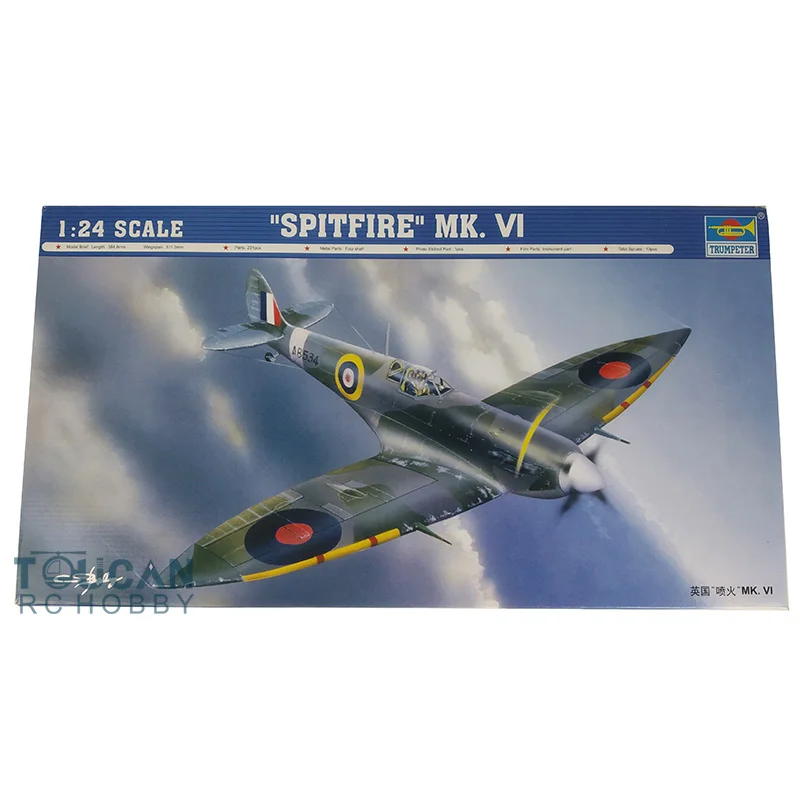 

Trumpeter 02413 1/24 Scale British Spitfire MK VI Airplane Plastic Display Model Fighter Aircraft Building Kit TH05416