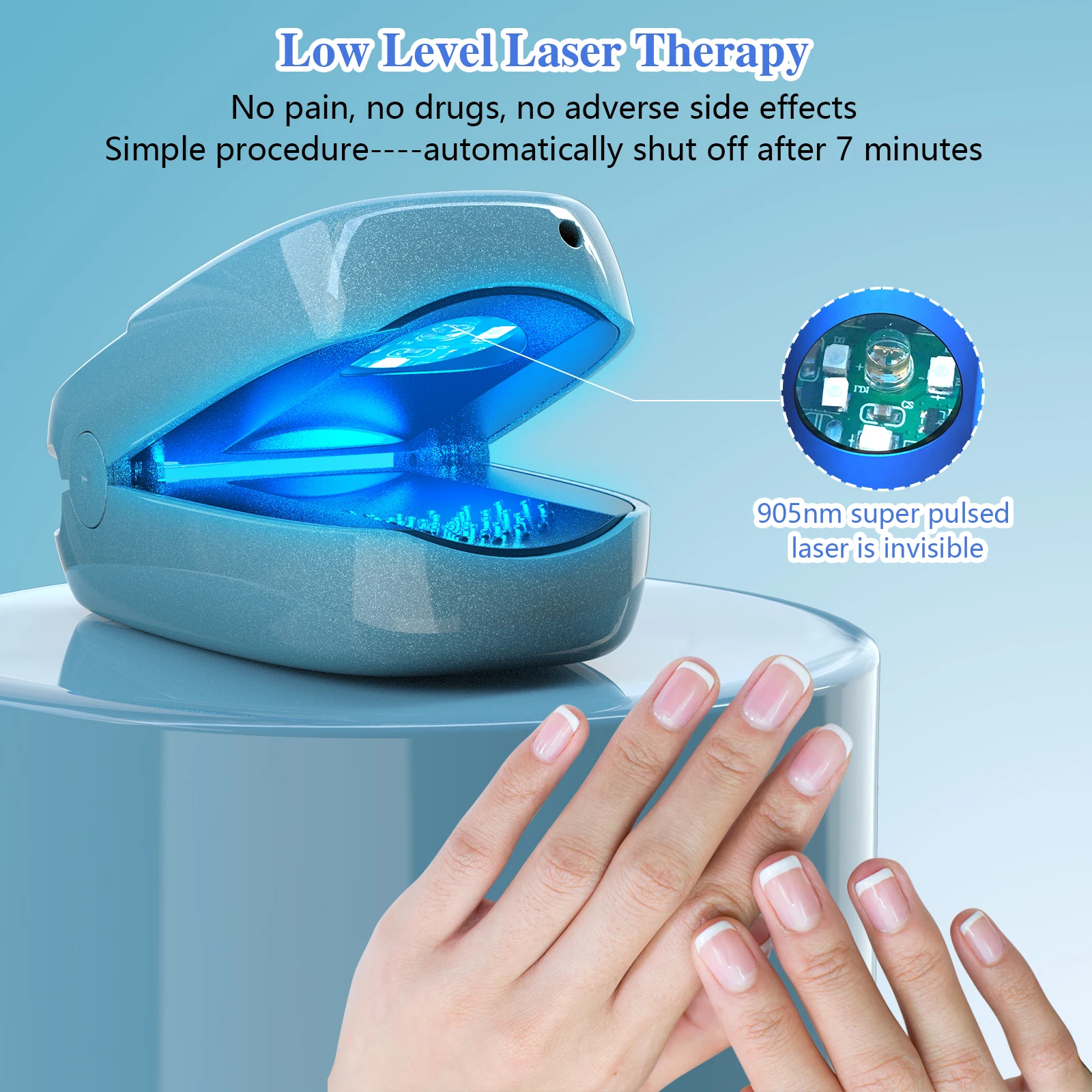 Blue Color Nail Fungus Laser Device 7 Minutes Painless Nail Treatments Device Toenails Onychomycosis Cure Machine 905nm LLLT