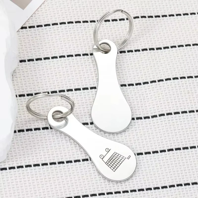 Metal Shopping Cart Tokens Trolley Token Key Ring Decorative Keychain Multipurpose Shopping Portable Home Outdoor Accessories