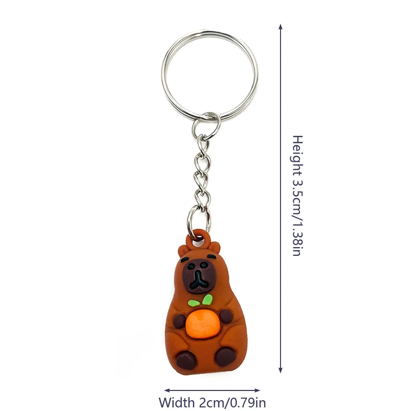 Kawaii Capybara Keyring Cartoon 3D Animal Keychain PVC Key Holder Bag Pendant Backpack Hanging Decoration Couple Gifts