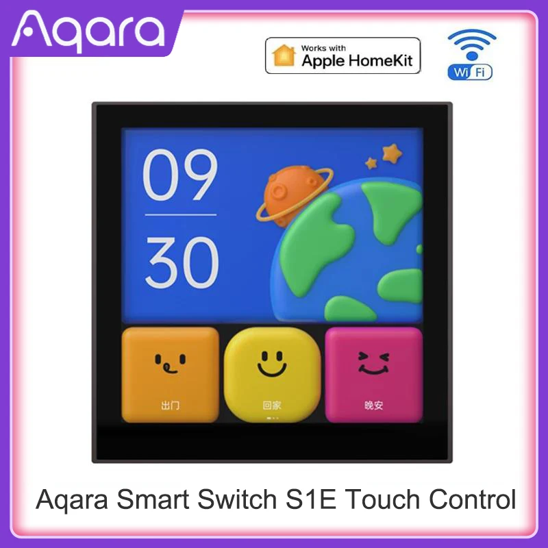 

Aqara Scene Panel S1E Smart Switch Touch Control 4" Full LED WIFI Timer Calendar Power Statistics APP by Homekit Aqara Home