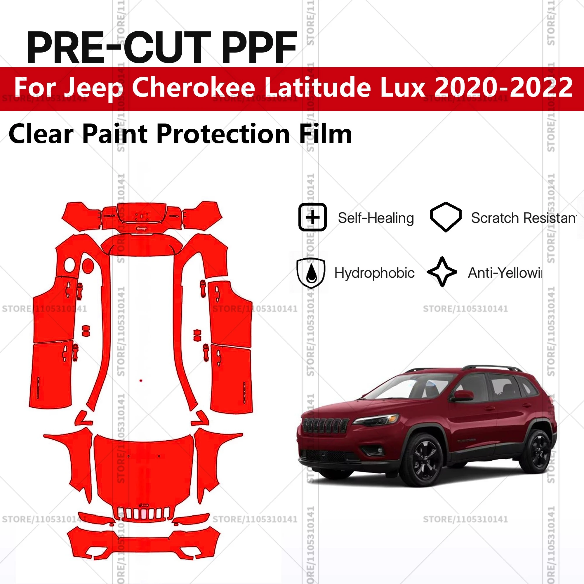 

Предварительно нарезанная защитная пленка PPF, прозрачная автомобильная пленка, профессиональная автомобильная пленка PPF для Jeep Cherokee Latitude Lux 2020-2022
