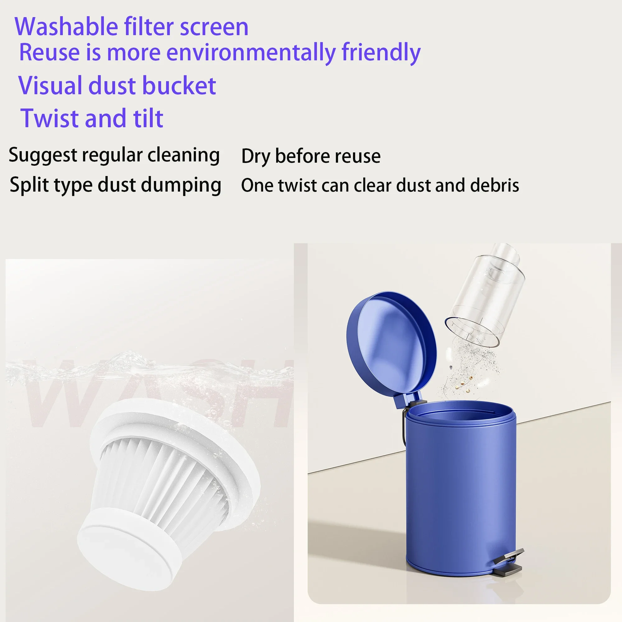 Piccola ricarica domestica aspirazione portatile per auto ad alta potenza che soffia aspirapolvere per auto wireless a doppio uso con grande
