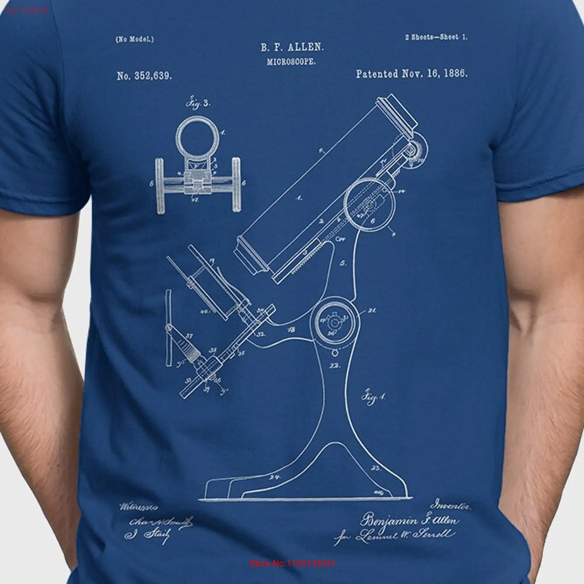 Microscope Patent T Shirt For Teacher Biology Science Chemist Pharmacy Student P483 long or short sleeves