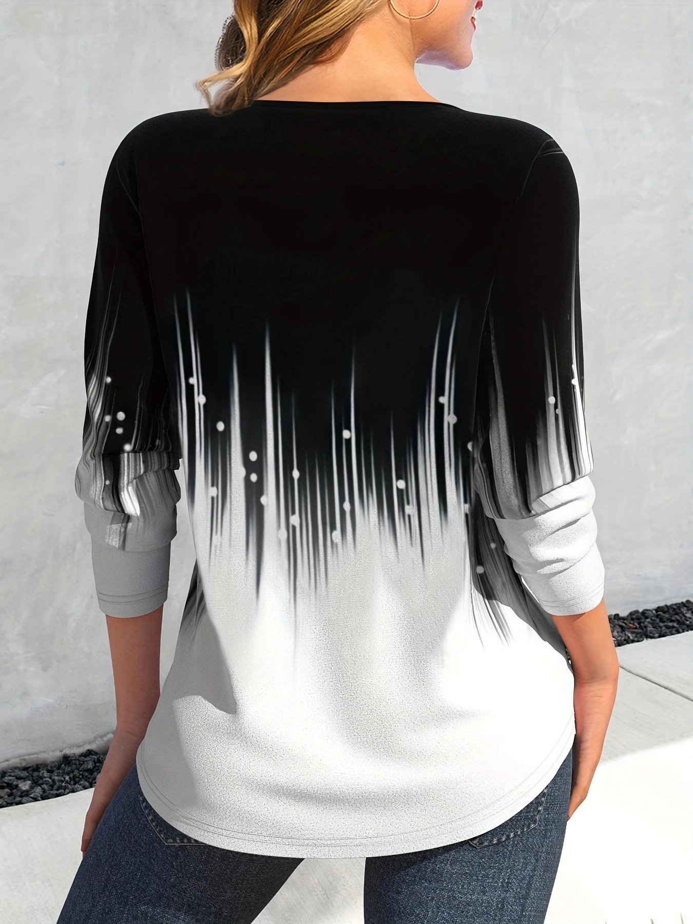 Women\'s Fashion Lightning Printed Zipper Long sleeved Top