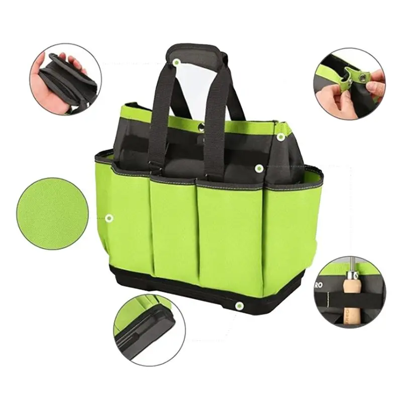 Y42A-Caddytool Kit Handbag Garden Tool Bag 8 Pockets Oxford Cloth Tote Large Storage Capacity For Pruning Weeding Tools