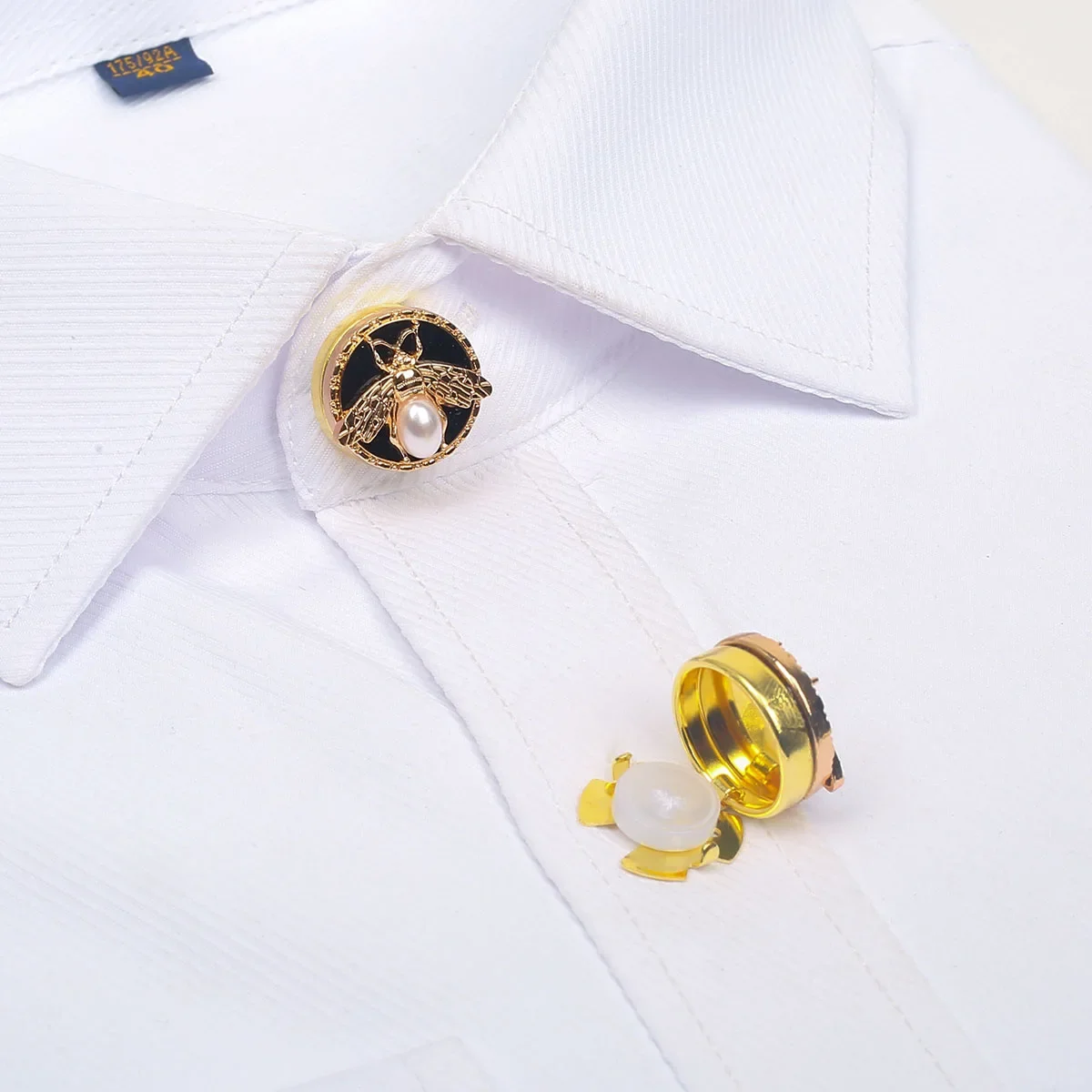 2pcs Set Golden Silvery Bee Cufflinks Fashion Metal Sleeve Buttons for Shirts Tuxedos & Dresses | No-Sew Clip-On Button Covers