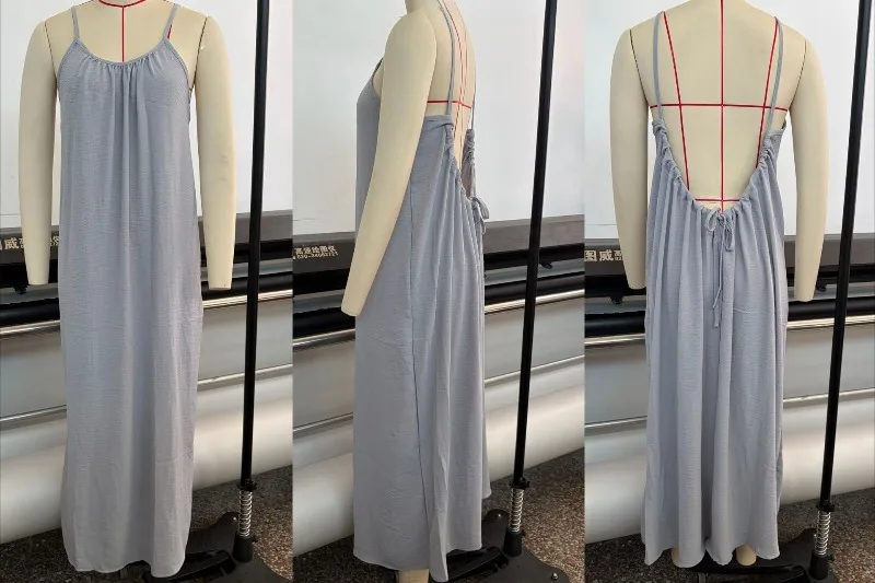 2026 Solid Color Vacation Cool Homewear Loose-Fit Spaghetti Strap Dress Women's Casual Homewear Summer Dress