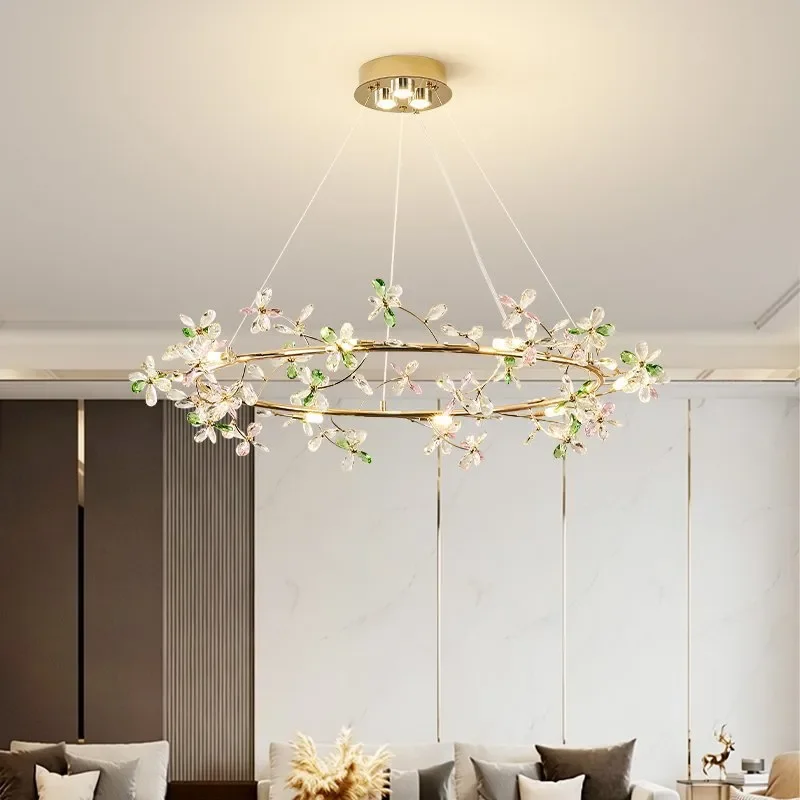 Modern Nordic Crystal Chandelier Luxury Flower Branch Ceiling Light For Living Room Dining Room Bedroom Home Decor Main Lamp