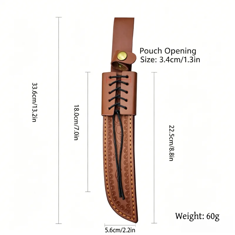 Vintage Floral Emboss Split Cowhide Knife Sheath Black Lace-Up Waist Belt Tool Scabbard Sheath Only No Knife Included