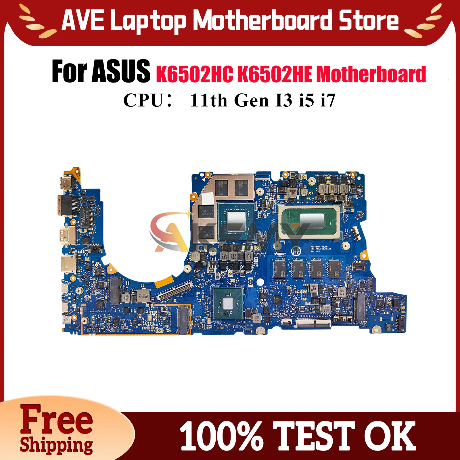 

K6502HC Материнская плата для ноутбука ASUS TUF Gaming K6502HC K6502HE K6502H Материнская плата с процессором 11-го поколения I3 i5 i7 100% тест, быстрая доставка