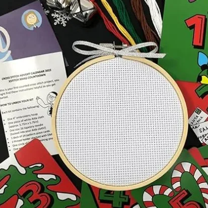 Christmas Cross Stitch Advent Calendar Kit Handmade Wooden Embroidered Gift Blind Box for Creative Crafting