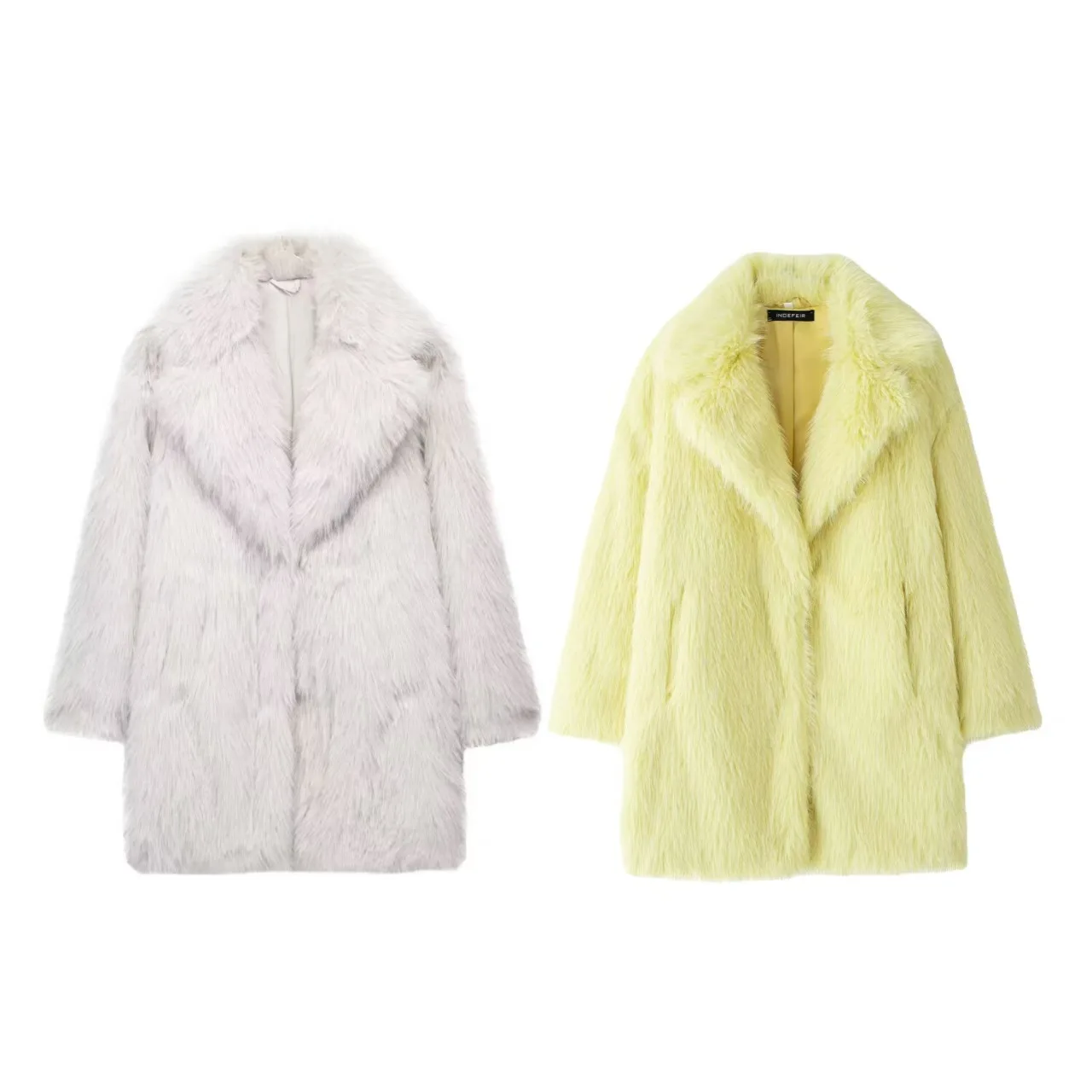 Comércio exterior roupas femininas atacado 2024 outono e inverno nova lapela efeito de pele artificial casaco quente